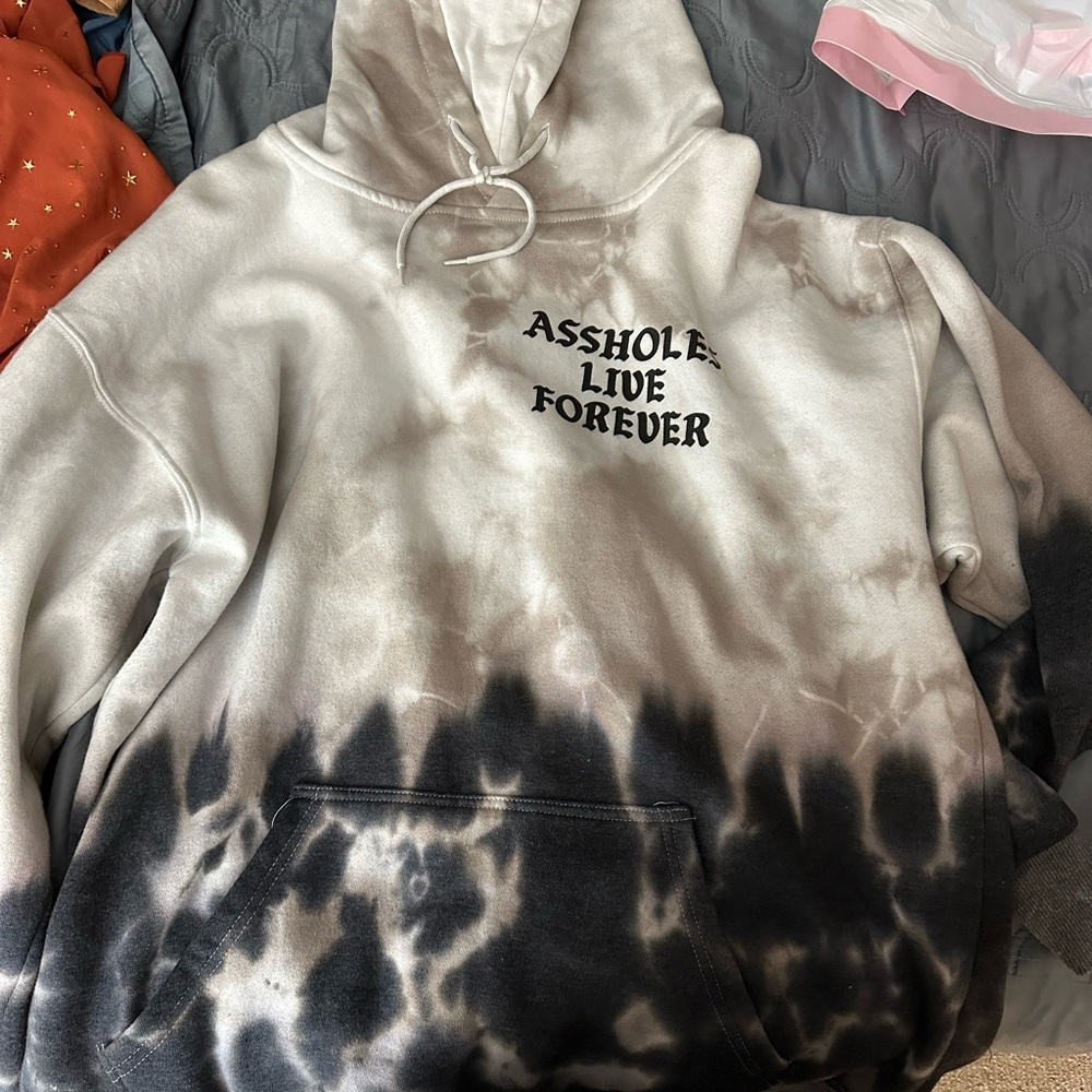 Tie-Dye Hoodie with Bold Text